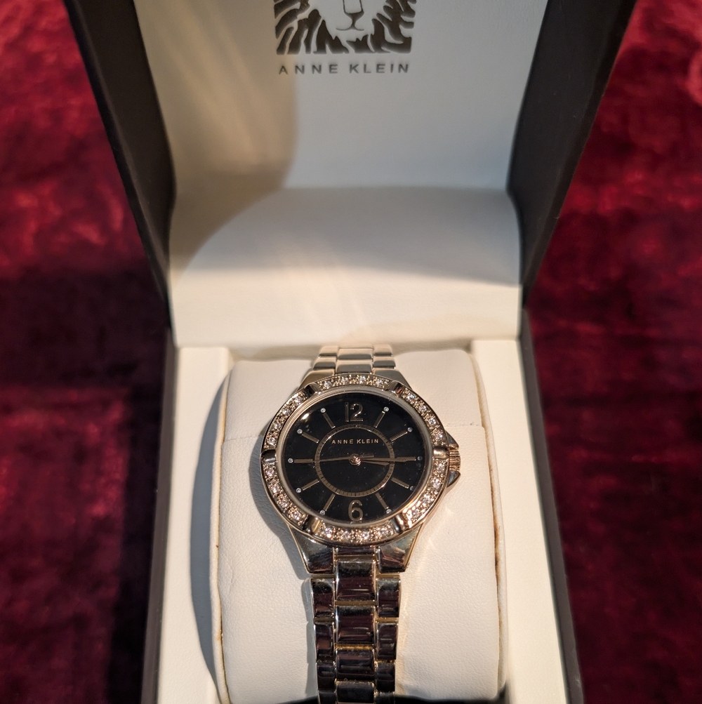 Anne Klein Black Dial Silver Bracelet Watch